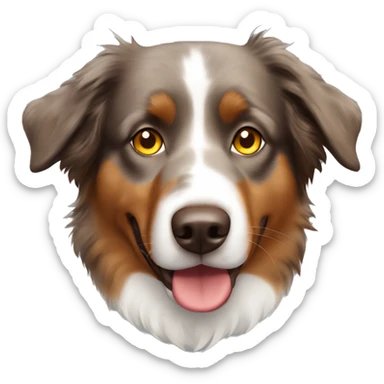 Brown Australian Shepherd with Yellow Eyes and Ear Down sticker