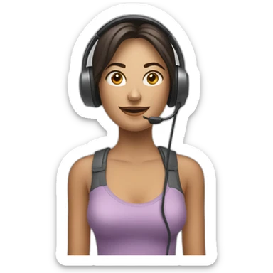 Uma mulher com cara de Deboche usando headset sticker