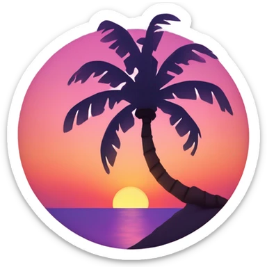 Ocean sunset with palm tree sticker