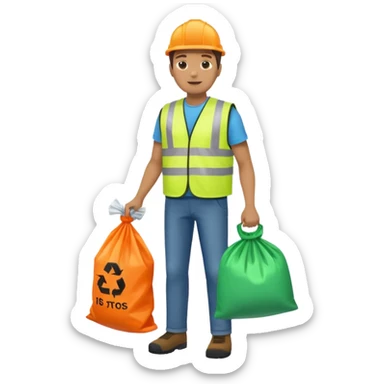 waste-management, neon safety vest, trash picker, cleaning up trash, full body sticker