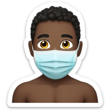 georgian boy wears a face mask shirtless looking to the right sticker