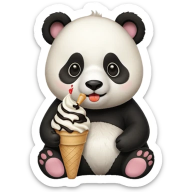 Panda eating ice cream sticker