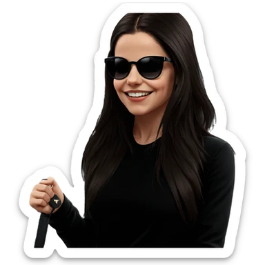smiling girl with sunglasses sticker