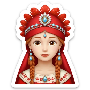Russian Russian girl in a traditional Russian red headdress sticker