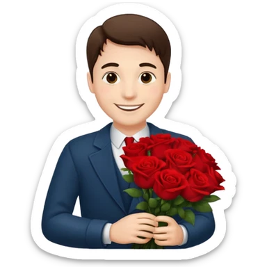 Man with love flowers sticker