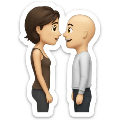 brune petite kiss a white tall guy sticker