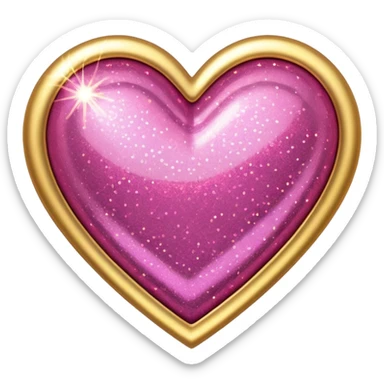 Gold heart with pink glitter  sticker