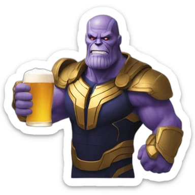 Thanos drink beer sticker