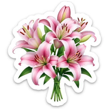 pink lily flower bouquet  sticker