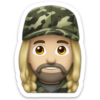 heavy metal fan with camo hat sticker