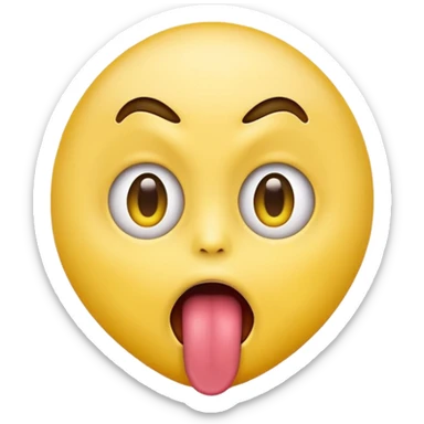 an emoji sticking its tounge out freaky  sticker