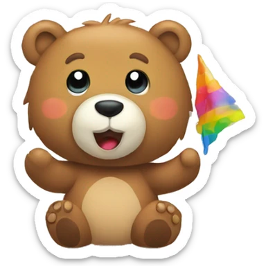 Bear with rainbow  sticker