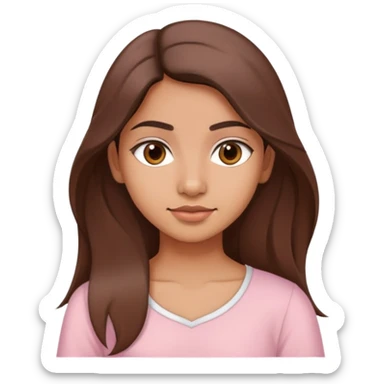 a north-east indian girl with long brown hair wearing a soft pink top sticker