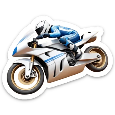 A high-speed racing car or motorcycle zooming down a track, leaving a trail of dust and excitement. The scene conveys energy and adrenaline, with blurred motion showing the speed and precision of motorsport, set against a dynamic racing track backdrop. sticker