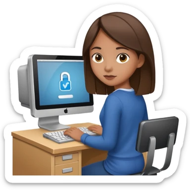 a girl entering/walking a computer room in an organized manner sticker