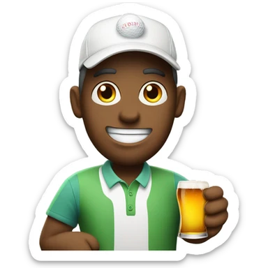 Golfing with a beer sticker