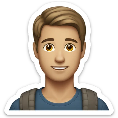 Young man with short brown hair, brown eyes and light skin. sticker