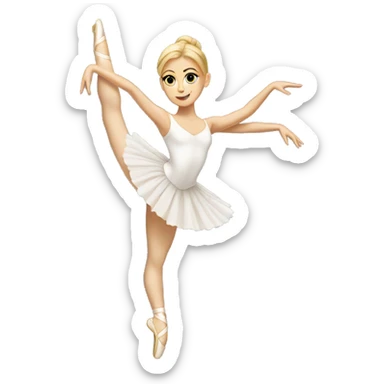 A white ballerina with blonde hair on point doing an arabesque  sticker