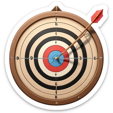 A close-up of a bowstring pulled taut with an arrow aimed at a target. The target's concentric rings are visible in the background, highlighting the focus and precision required for archery. The scene captures the grace and concentration of the sport. sticker