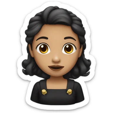 Petit girl, black dress and blah bag sticker