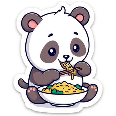 panda eating fried rice sticker