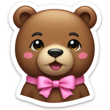 Bear with pink bow sticker