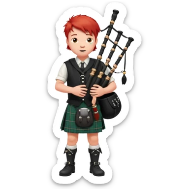 Scotch boy playing bag pipe full body sticker
