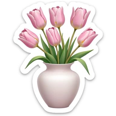 Light pink tulips in white vase sticker