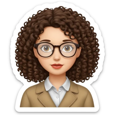 brunette girl with glasses and curly hair sticker