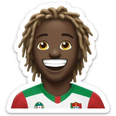  Young black man- short dread locks-  no facial hair laughing Portugal jersey lean crazy smile  sticker