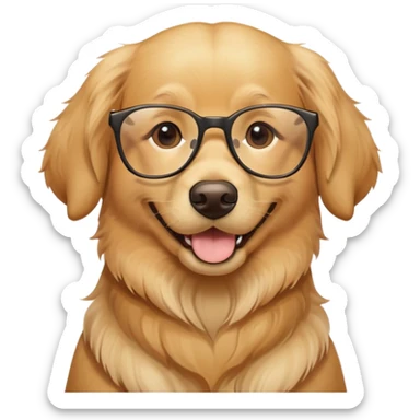 golden retriever with glasses  sticker