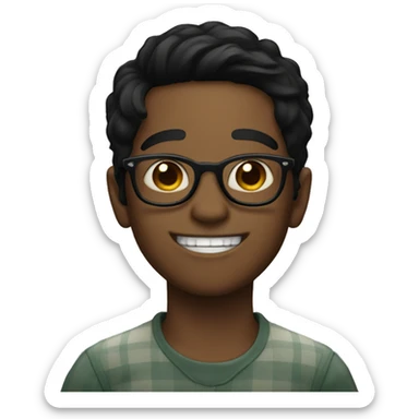 black haired boy with glasses and buck teeth sticker