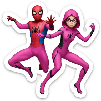 spider man and spider women pink sticker