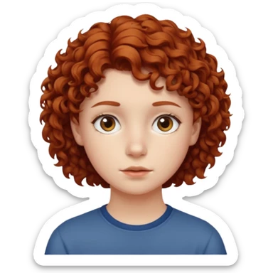 adolescent au visage impassible. Cheveux chatains frisés courts sticker