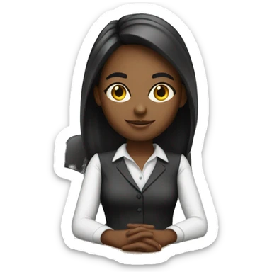 White girl teacher at the desk sticker