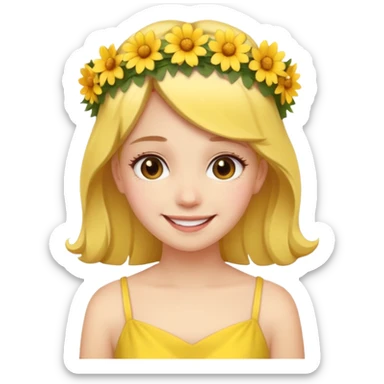 girl with flower crown in yellow dress sticker