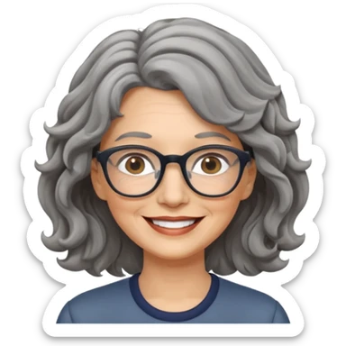 Femme 53 ans lunettes cheveux gris ondulés  sticker