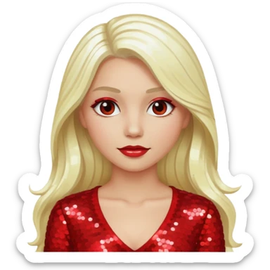 Bride of Dracula with long platinum blonde hair, red sequin outfit sticker