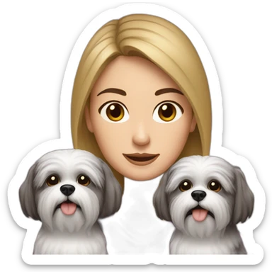 caucasian woman dark hair with two shitzu dogs2 sticker