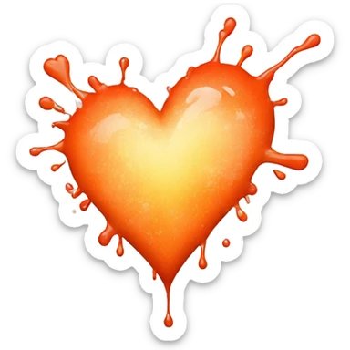 splattered paint heart glowing red-orange warmth sticker