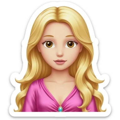 Venus from Gods and Goddesses with long golden blonde hair, pink outfit sticker