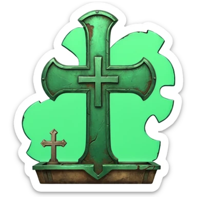 The green forge with a cross symbol sticker