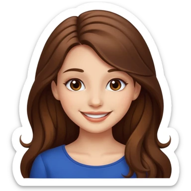 pretty girl brown long hair makeup sticker