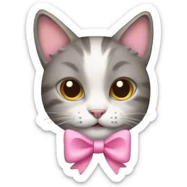 Cat with pink bow sticker