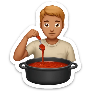 a man lost in a pot of sauce sticker