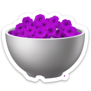 a bowl of petunias falling to the ground sticker