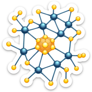 cartoon neural network with glowing nodes and connections sticker