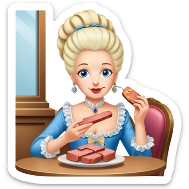marie antoinette eating spam meat at cafe sticker