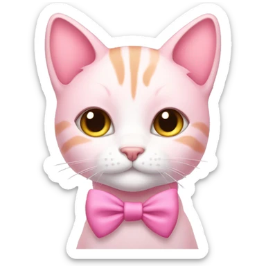 Pretty pink cat with pink bow around her neck sticker