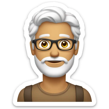 Homem branco, cabelo liso e curto castanho, bochecha cheia, usando óculos sticker